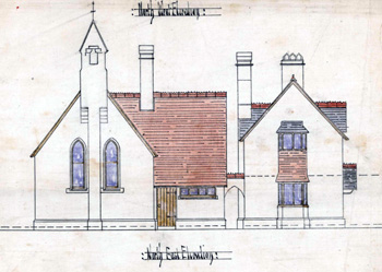 North-east elevation of Heath School 1862